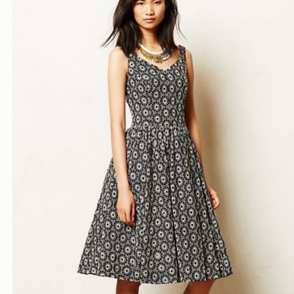 Ali Ro Black and White Floral Midi Dress